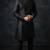 Black embroidered dupion silk kurta set