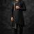 Black embroidered dupion silk kurta set