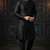 Black embroidered dupion silk kurta set