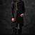 Black embroidered dupion silk kurta set