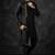 Black embroidered dupion silk kurta set