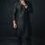 Black embroidered dupion silk kurta set