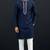 Blue-white embroidered dupion silk kurta set