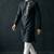 Black-white embroidered dupion silk kurta set