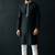 Black-white embroidered dupion silk kurta set