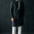 Black-white embroidered dupion silk kurta set