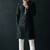 Black-white embroidered dupion silk kurta set