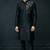 Black embroidered dupion silk kurta set