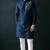 Blue-white embroidered dupion silk kurta set