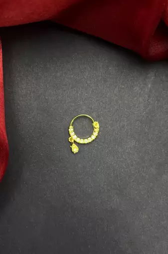 gold cz stone bridal nath pair