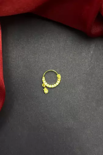 gold cz stone bridal nath pair