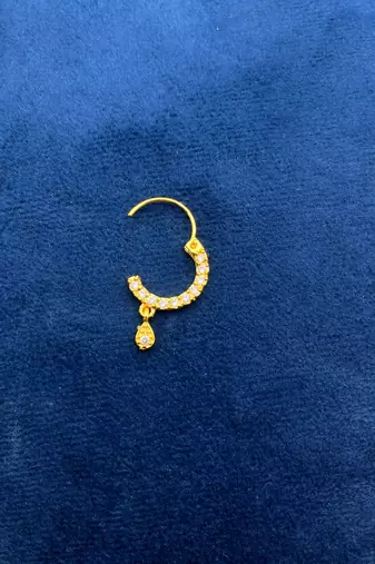 gold cz stone bridal nath pair