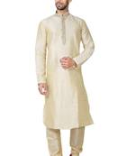 Fawn  art silk mens  kurta with churidar set