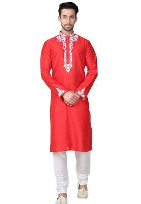 Gazaree art silk mens  kurta with churidar set 1