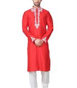 Gazaree art silk mens  kurta with churidar set