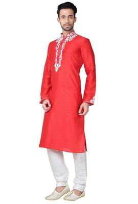 Gazaree art silk mens  kurta with churidar set 2