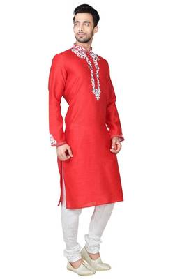 Gazaree art silk mens  kurta with churidar set 3