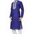 Blue art silk mens  kurta with churidar set