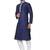 Navy blue art silk mens  kurta with churidar set