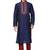 Navy blue art silk mens  kurta with churidar set