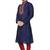 Navy blue art silk mens  kurta with churidar set