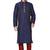 Navy blue art silk mens  kurta with churidar set