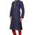 Navy blue art silk mens  kurta with churidar set