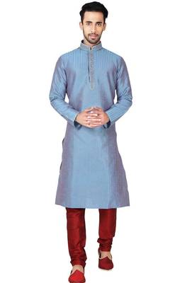 Multi color  art silk mens  kurta with churidar set 1