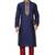 Navy blue art silk mens  kurta with churidar set