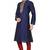 Navy blue art silk mens  kurta with churidar set