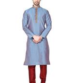 Multi color  art silk mens  kurta with churidar set