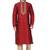 Maroon  art silk mens  kurta with churidar set