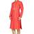 Orange art silk mens  kurta with churidar set