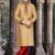Gold art silk mens  kurta with churidar set
