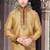 Gold art silk mens  kurta with churidar set
