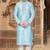 Blue art silk mens  kurta with churidar set