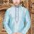 Blue art silk mens  kurta with churidar set