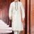 Cream art silk mens  kurta with churidar set