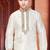 Cream art silk mens  kurta with churidar set