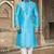 Blue art silk mens  kurta with churidar set