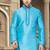 Blue art silk mens  kurta with churidar set