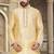 Dark fawn art silk mens  kurta with churidar set