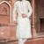 Cream art silk mens  kurta with churidar set