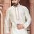 Cream art silk mens  kurta with churidar set