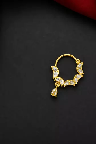 gold bridal nath with cz stone