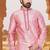 Pink  art silk mens  kurta with churidar set