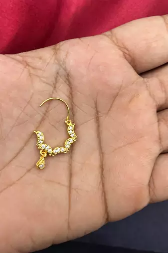 gold bridal nath with cz stone