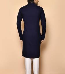 Navy blue cotton blendmens  kurta with churidar set