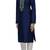 Navy blue dobi dupionmens  kurta with churidar set