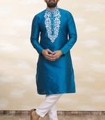 Feeroze art silk mens  kurta with churidar set